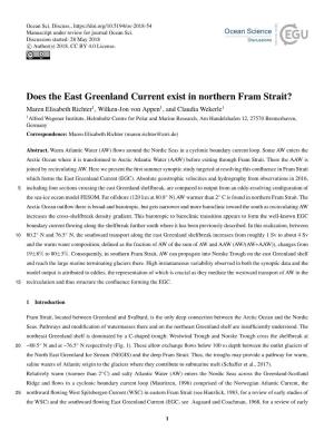 Does the East Greenland Current Exist in Northern Fram Strait?