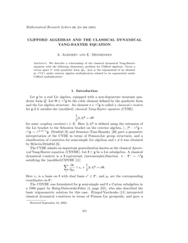 Clifford Algebras and the Classical Dynamical Yang-Baxter Equation