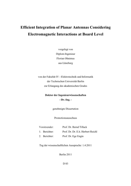 Efficient Integration of Planar Antennas Considering Electromagnetic Interactions at Board Level