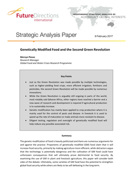 Genetically Modified Food and the Second Green Revolution