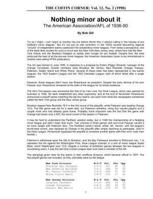 Nothing Minor About It the American Association/AFL of 1936-50