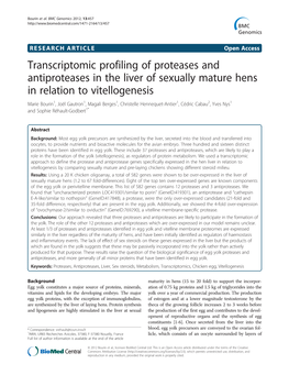 Transcriptomic Profiling of Proteases and Antiproteases in the Liver Of