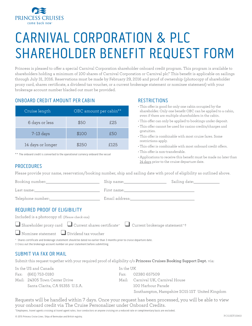 Carnival Corporation & Plc Shareholder Benefit DocsLib