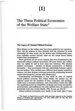 The Three Political Economies of the Welfare State*
