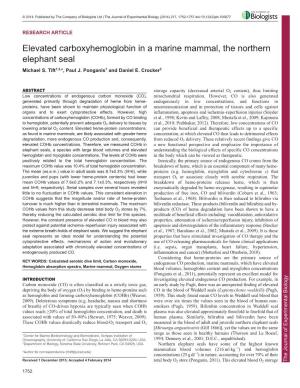 Elevated Carboxyhemoglobin in a Marine Mammal, the Northern