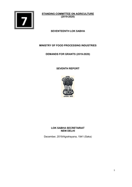 (2019-2020) Seventeenth Lok Sabha Ministry of Food
