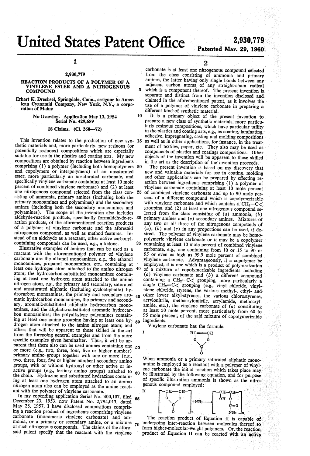 United States Patent Office Patented Mar