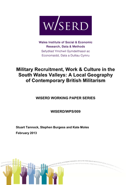 Military Recruitment, Work & Culture in the South Wales Valleys