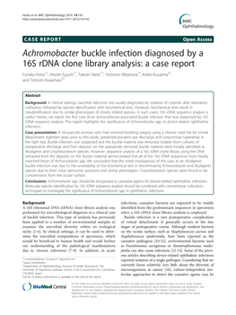 Achromobacter Buckle Infection Diagnosed by a 16S Rdna Clone