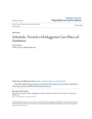 Solicitude: Towards a Heideggerian Care Ethics-Of-Assistance" (2018)