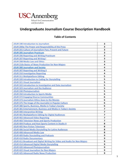 Undergraduate Journalism Course Descriptions