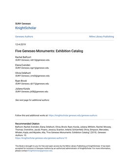Five Geneseo Monuments: Exhibition Catalog
