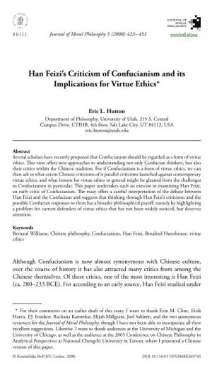 Han Feizi's Criticism of Confucianism and Its Implications for Virtue Ethics
