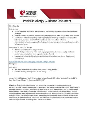 Penicillin Allergy Guidance Document