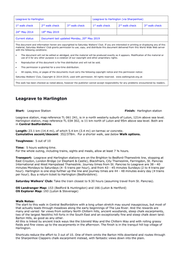 Leagrave to Harlington Leagrave to Harlington (Via Sharpenhoe)