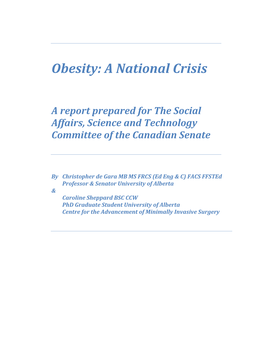Obesity: a National Crisis
