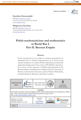 Polish Mathematicians and Mathematics in World War I. Part II