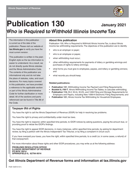 Publication 130, Who Is Required to Withhold Illinois Income Tax, Is About Illinois Publication