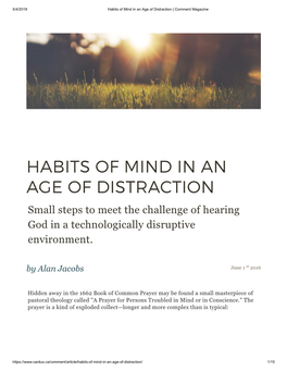 Habits of Mind in an Age of Distraction | Comment Magazine
