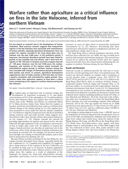 Warfare Rather Than Agriculture As a Critical Influence on Fires in the Late Holocene, Inferred from Northern Vietnam