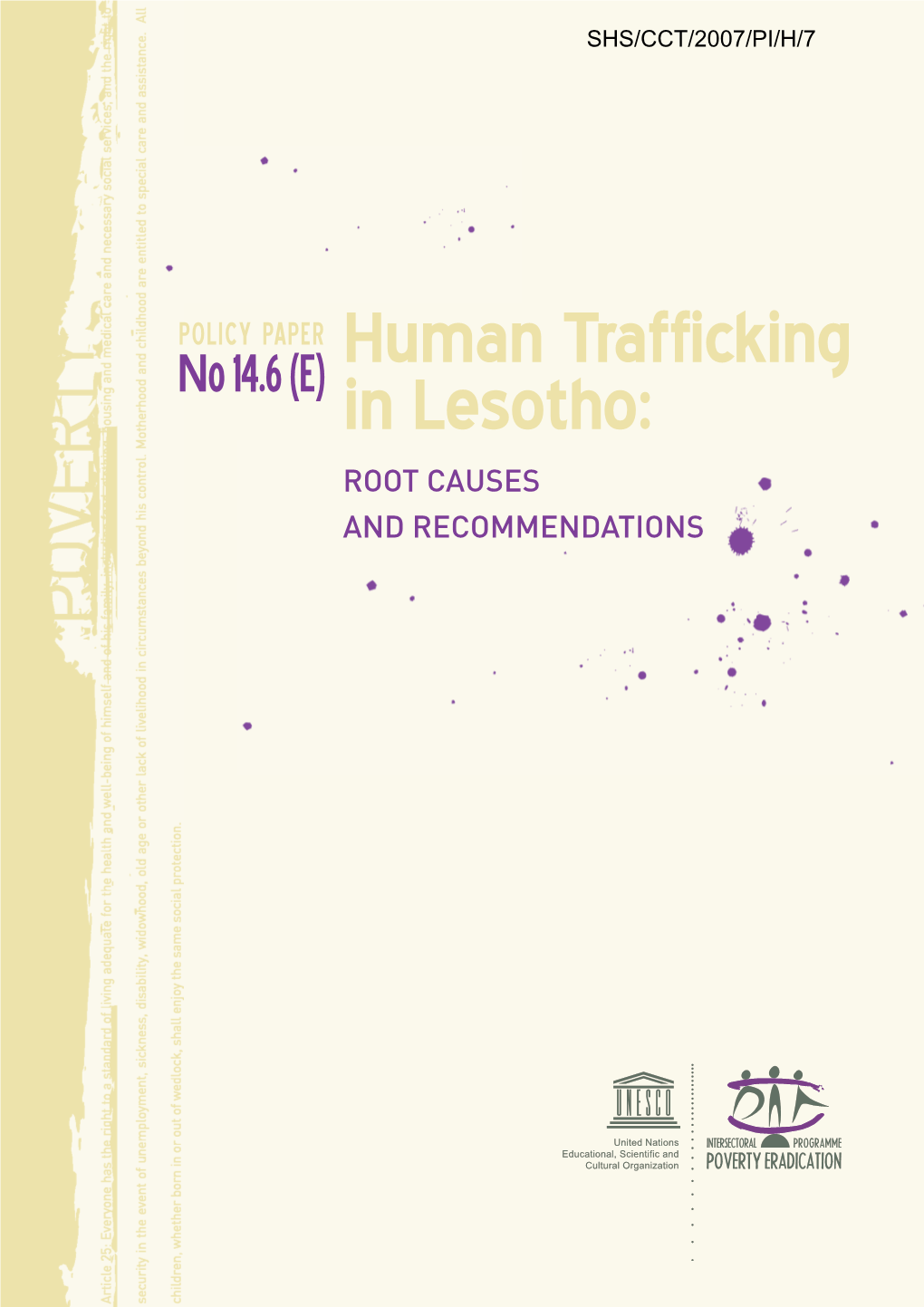 Human Trafficking in Lesotho: Root Causes and Recommendations