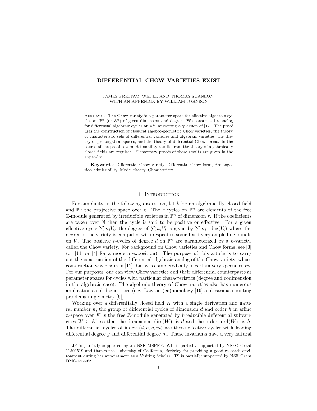 Differential Chow Varieties Exist