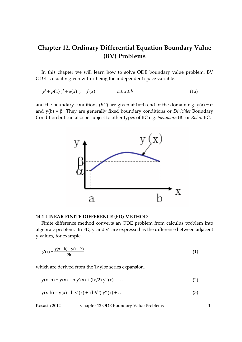 Chapter 12. Ordinary Differential Equation Boundary Value (BV) Problems