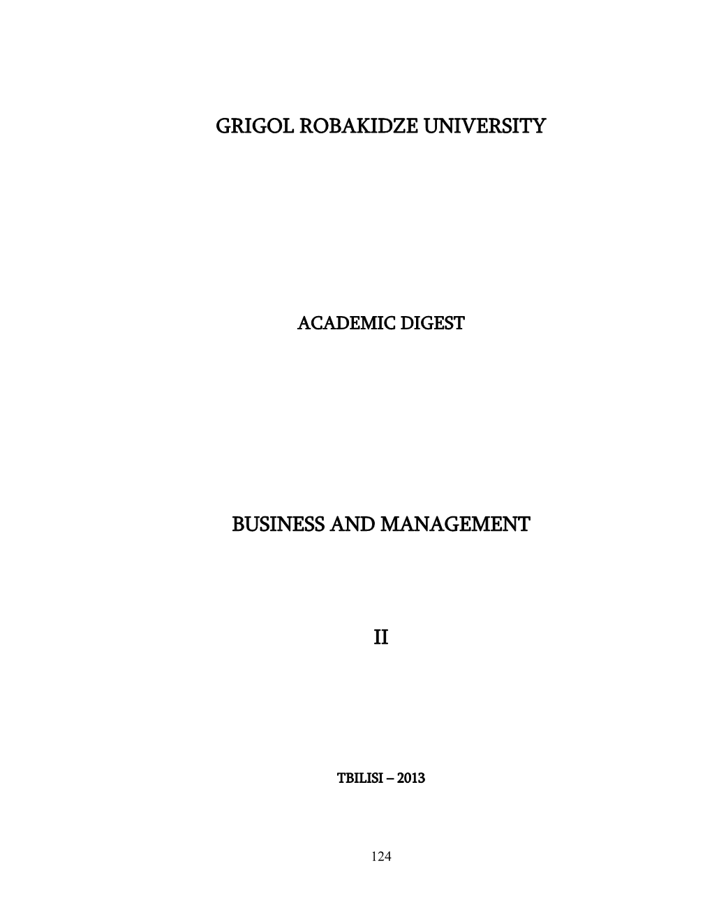 Grigol Robakidze University Business and Management Ii