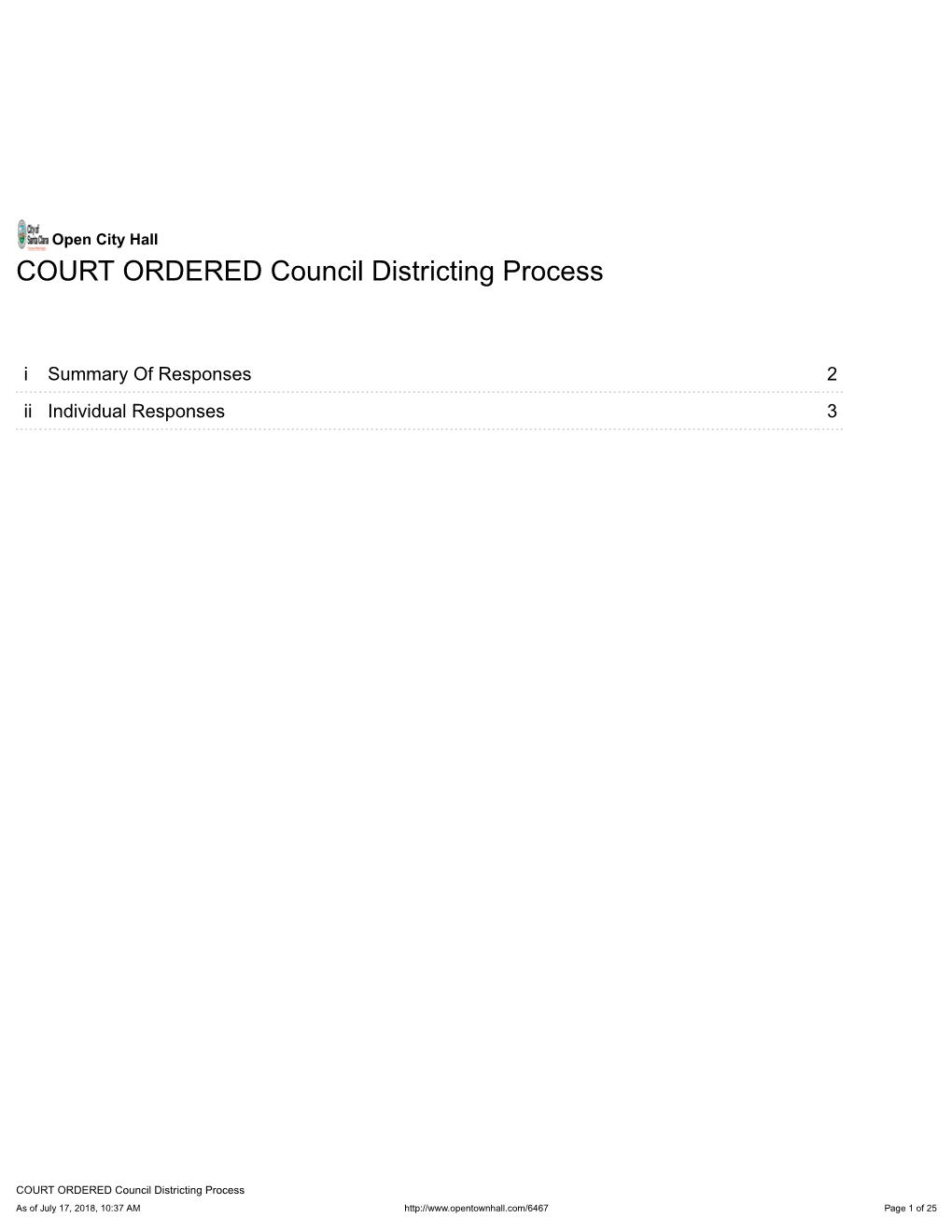 COURT ORDERED Council Districting Process