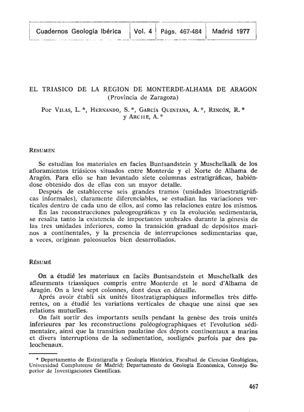 Cuadernos Geología Ibérica Vol. 4 Págs. 467-484 Madrid 1977