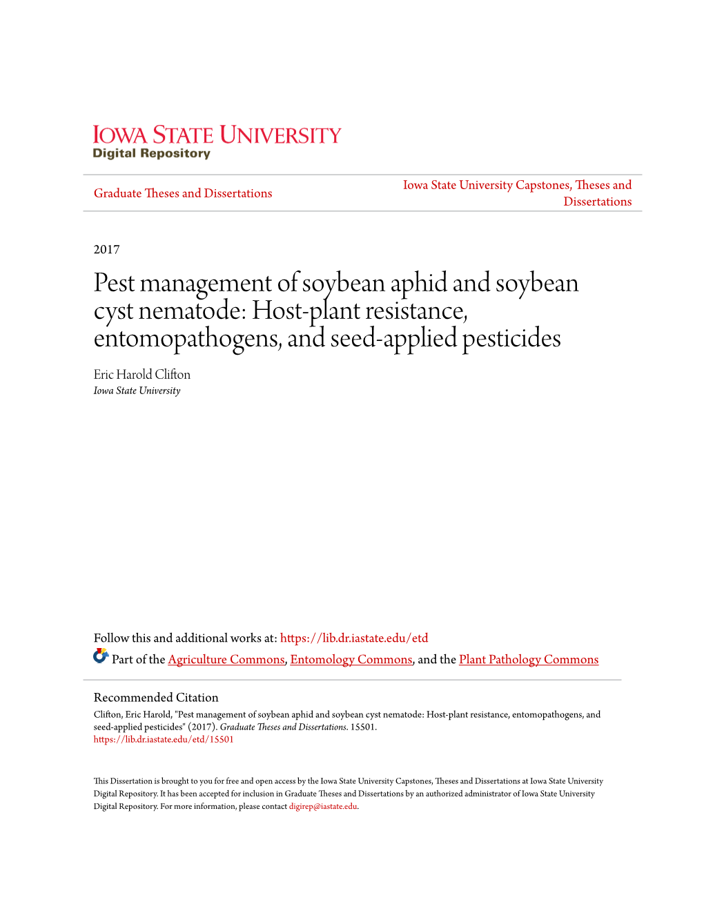 Pest Management of Soybean Aphid and Soybean Cyst Nematode: Host