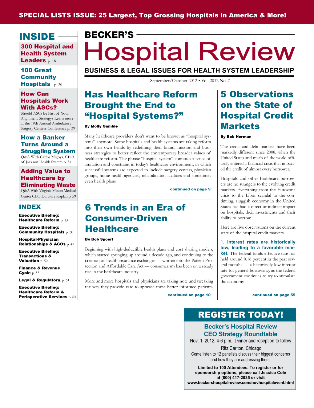 Becker's Hospital Review CFO E-Weekly Report