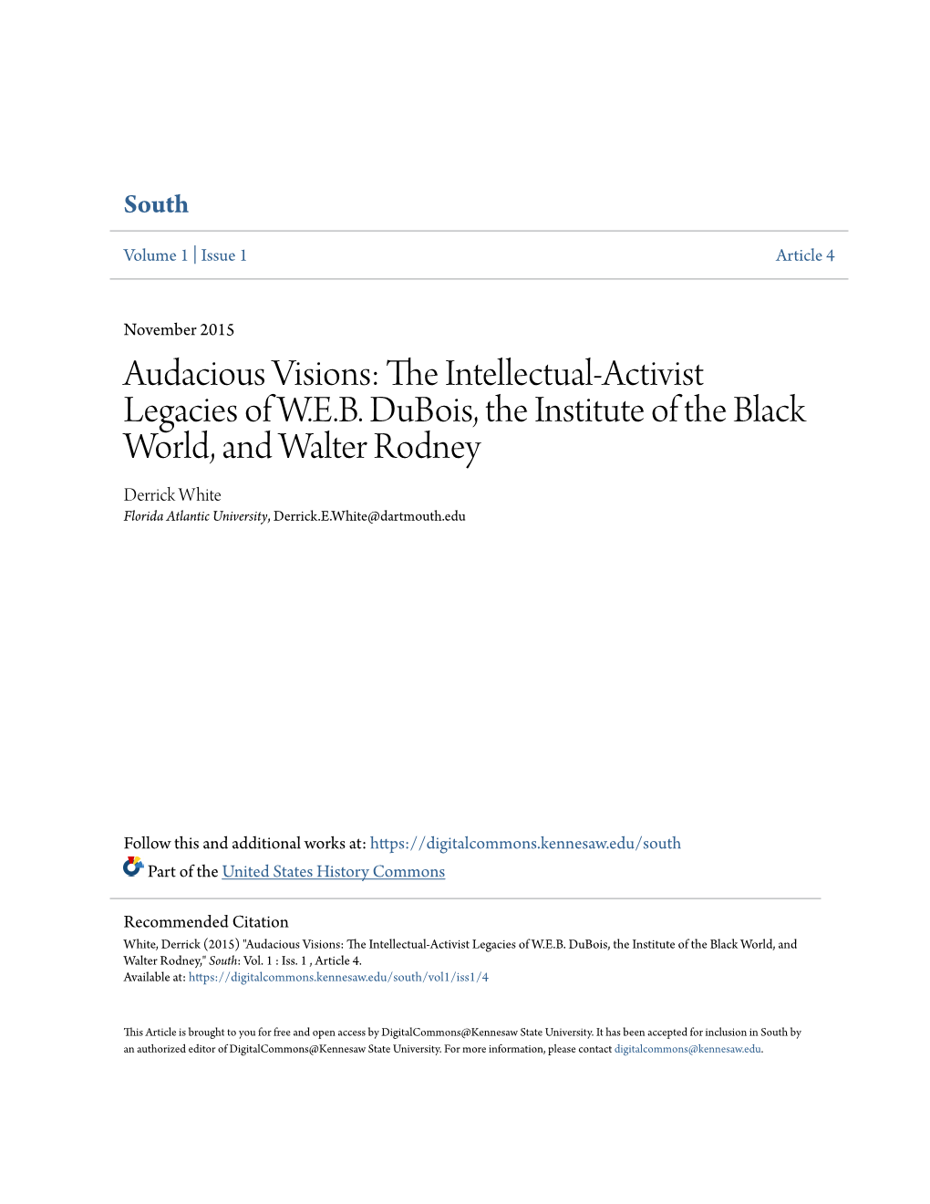 The Intellectual-Activist Legacies of WEB Dubois, the Institute of The