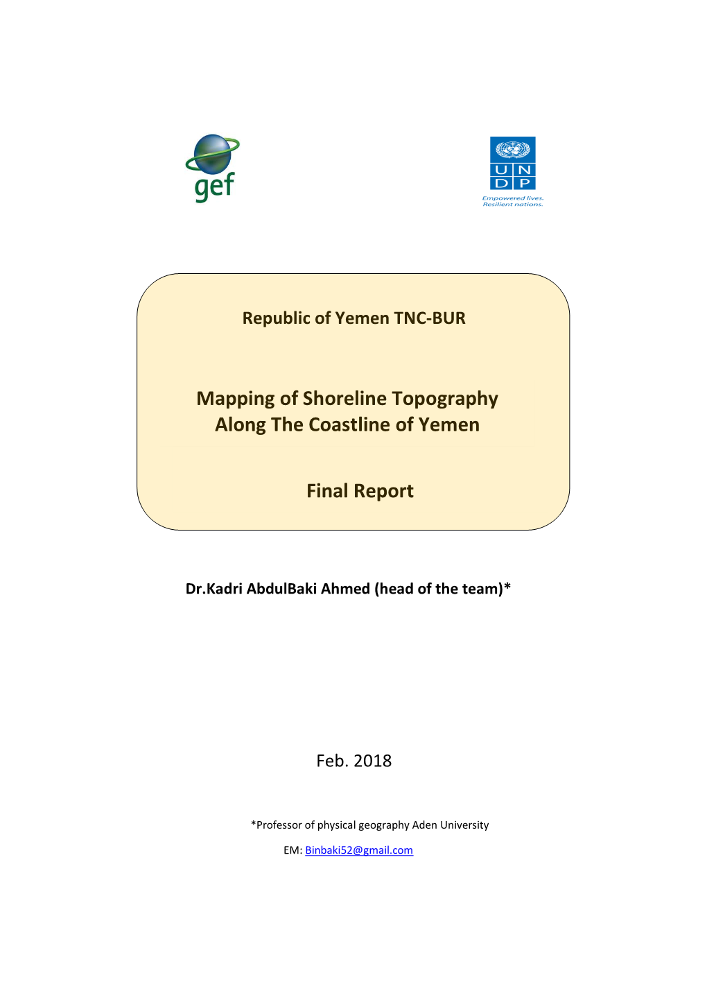 Mapping of Shoreline Topography Along the Coastline of Yemen