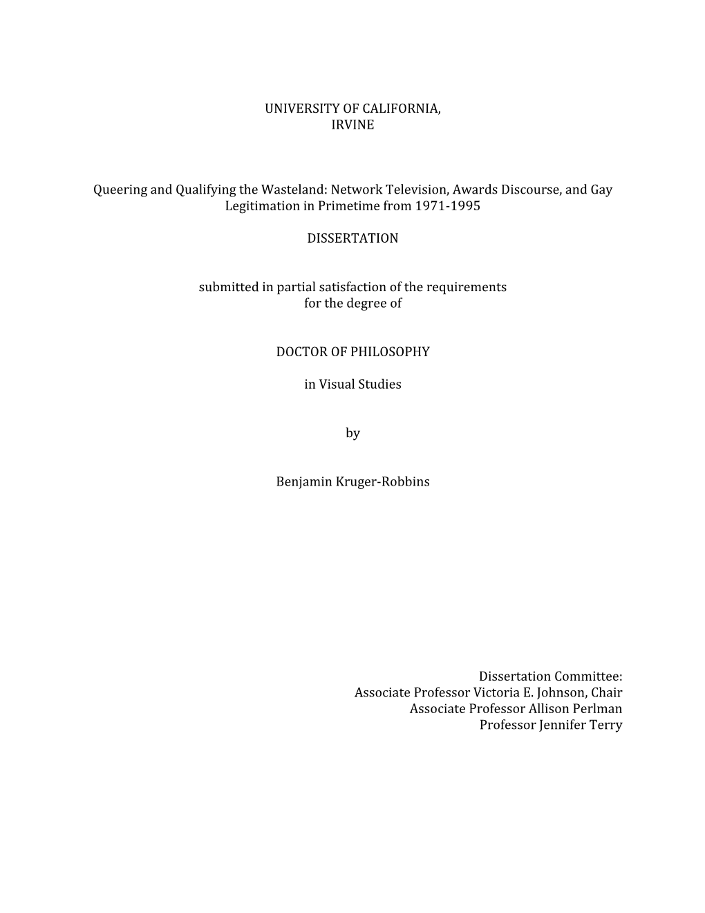 Network Television, Awards Discourse, and Gay Legitimation in Primetime from 1971-1995