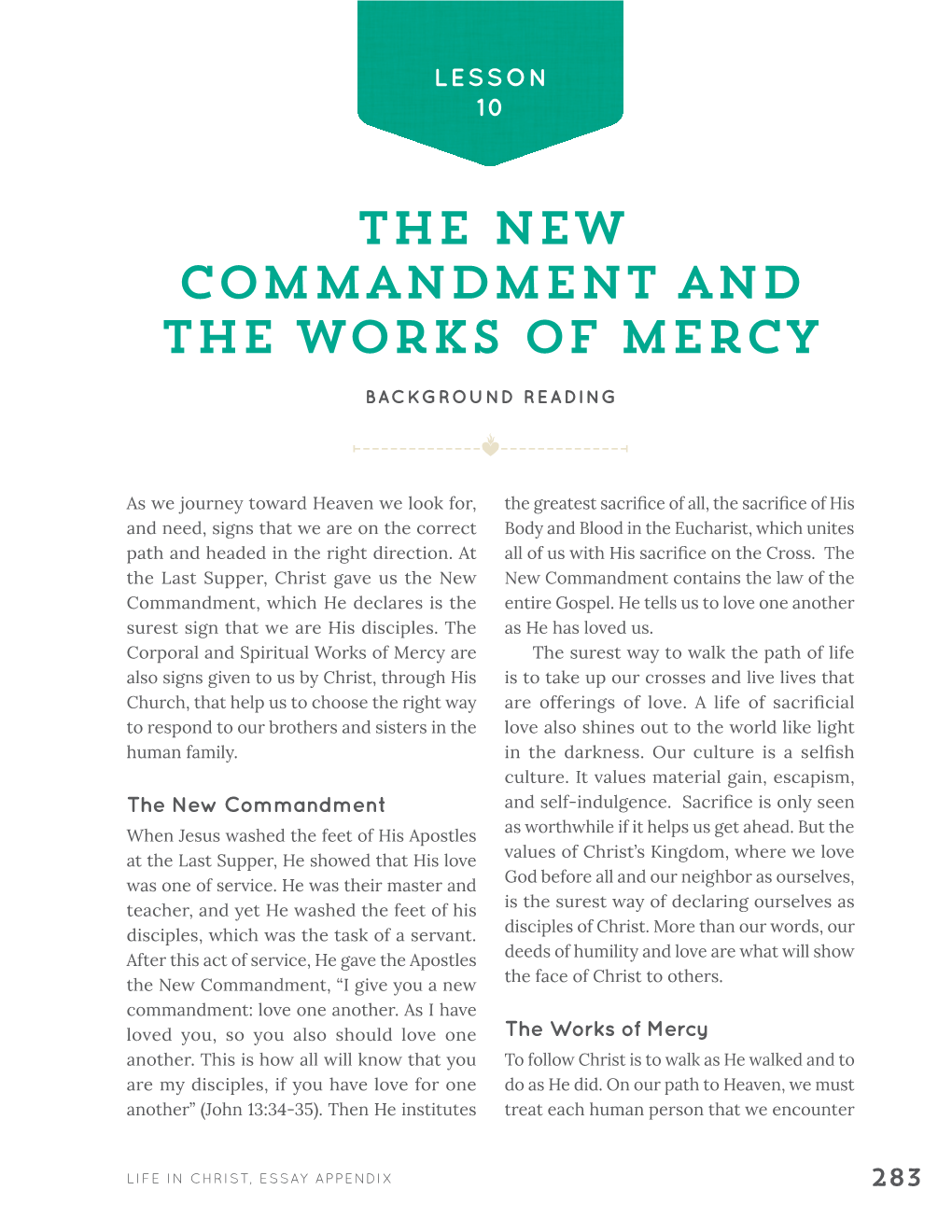 The New Commandment and the Works of Mercy