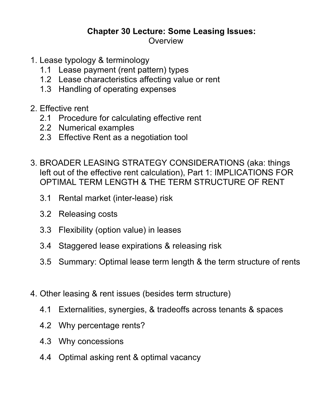 Lecture 6: Property Management & Leasing