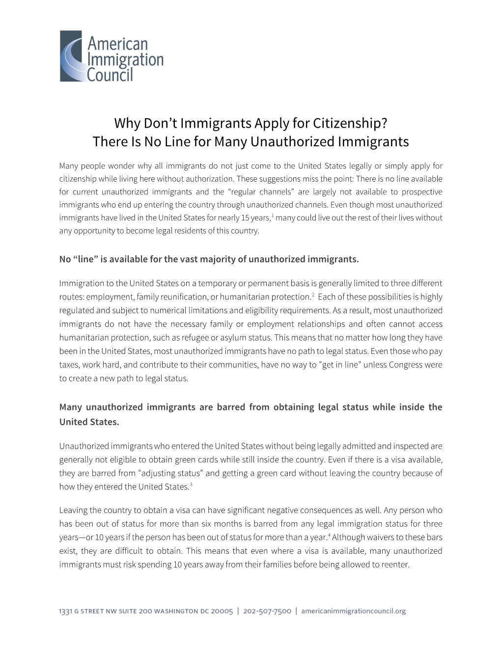 Why Don't Immigrants Apply for Citizenship? There Is No Line for Many Unauthorized Immigrants