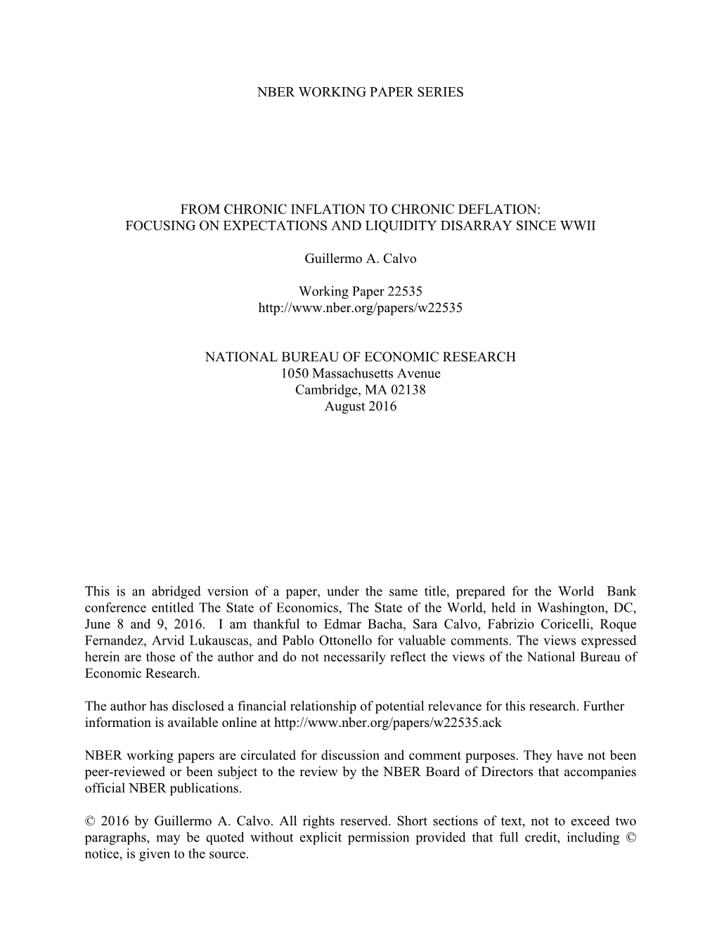 From Chronic Inflation to Chronic Deflation: Focusing on Expectations and Liquidity Disarray Since Wwii