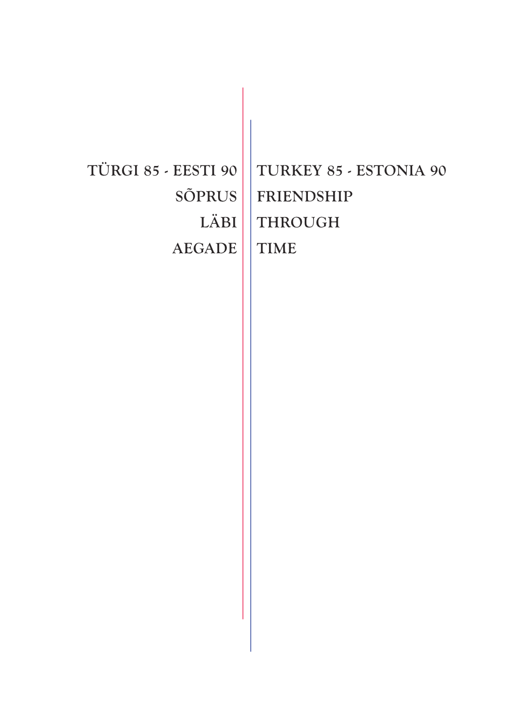 Türgi 85 - Eesti 90 Turkey 85 - Estonia 90 Sõprus Friendship Läbi Through Aegade Time Sisukord