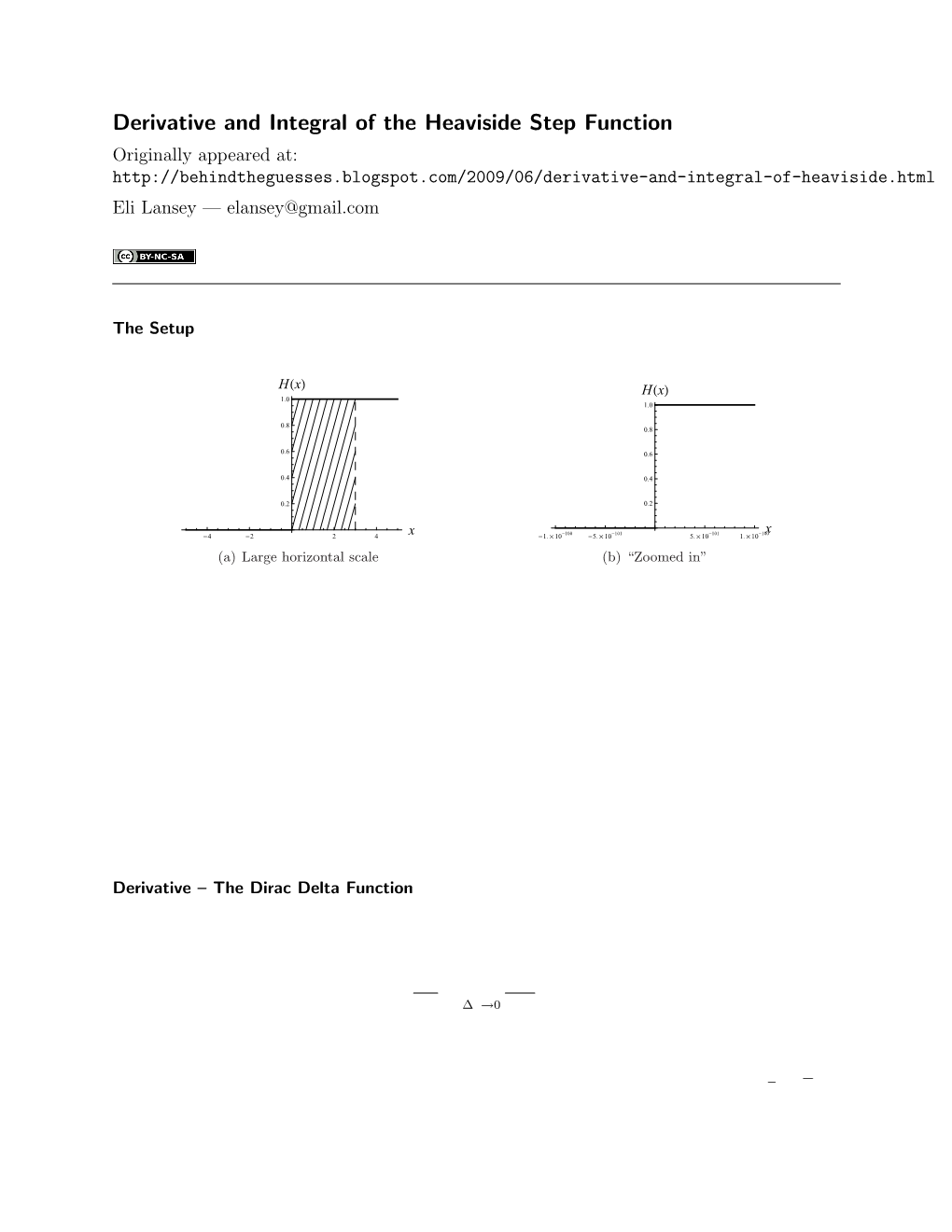 Derivative and Integral of the Heaviside Step Function