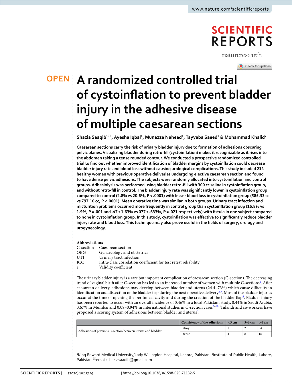 A Randomized Controlled Trial of Cystoinflation to Prevent Bladder