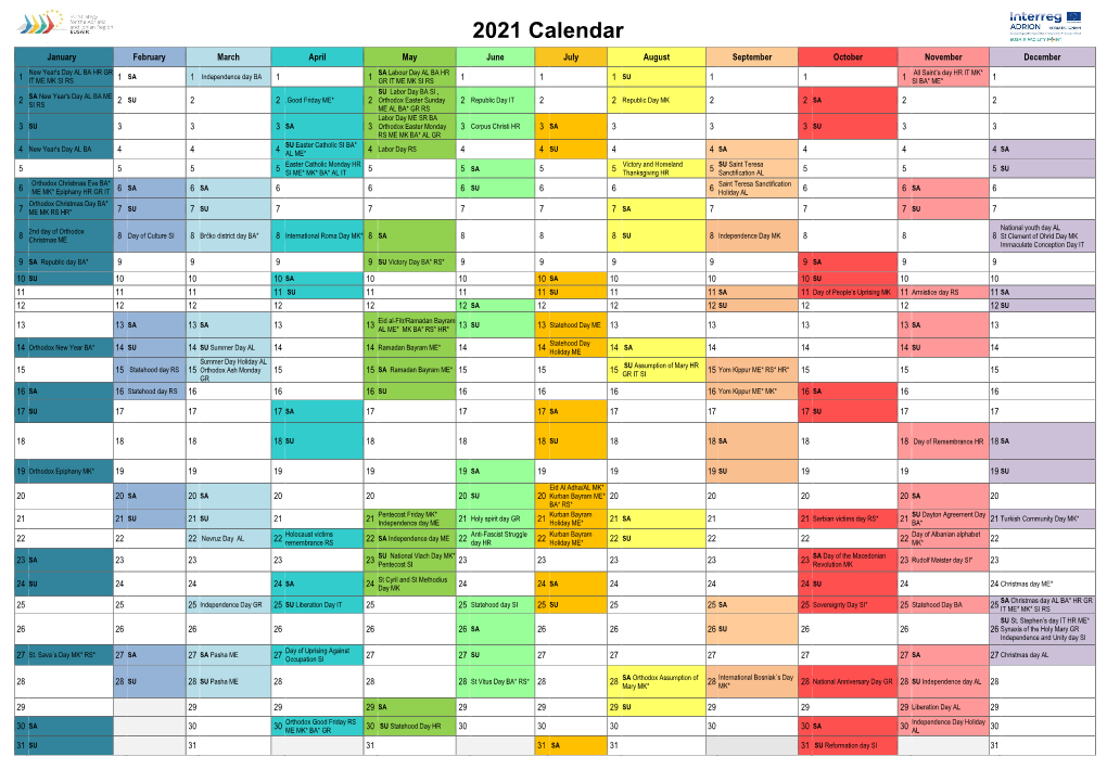 2019 Calendar