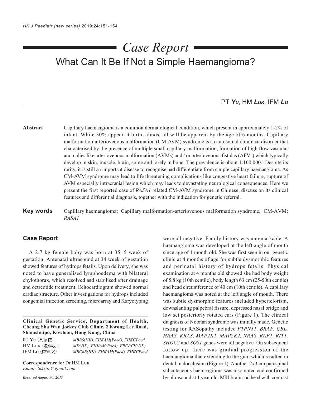 Case Report What Can It Be If Not a Simple Haemangioma?