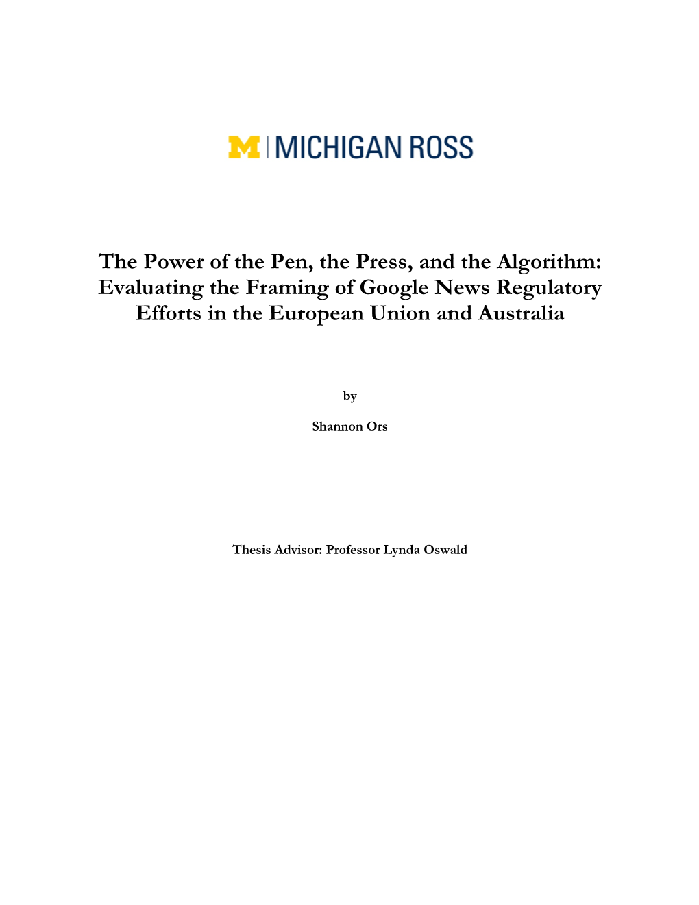 Evaluating the Framing of Google News Regulatory Efforts in the European Union and Australia