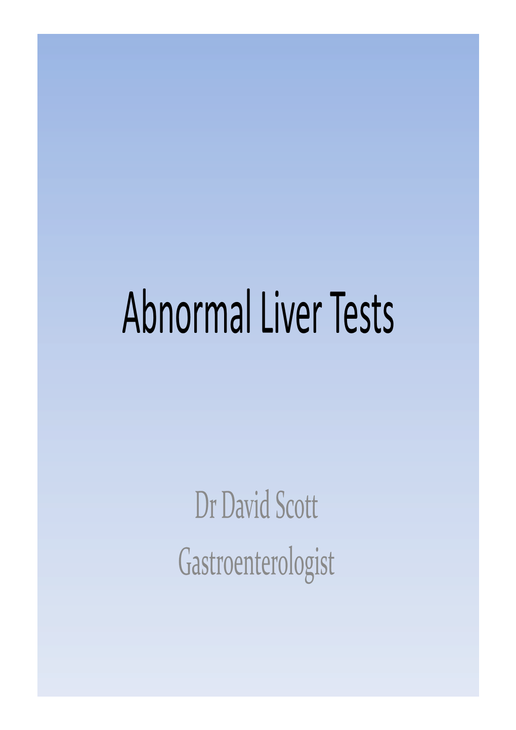 Abnormal Liver Tests