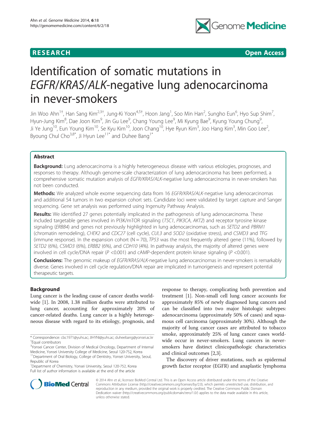 Identification of Somatic Mutations in EGFR/KRAS/ALK-Negative Lung