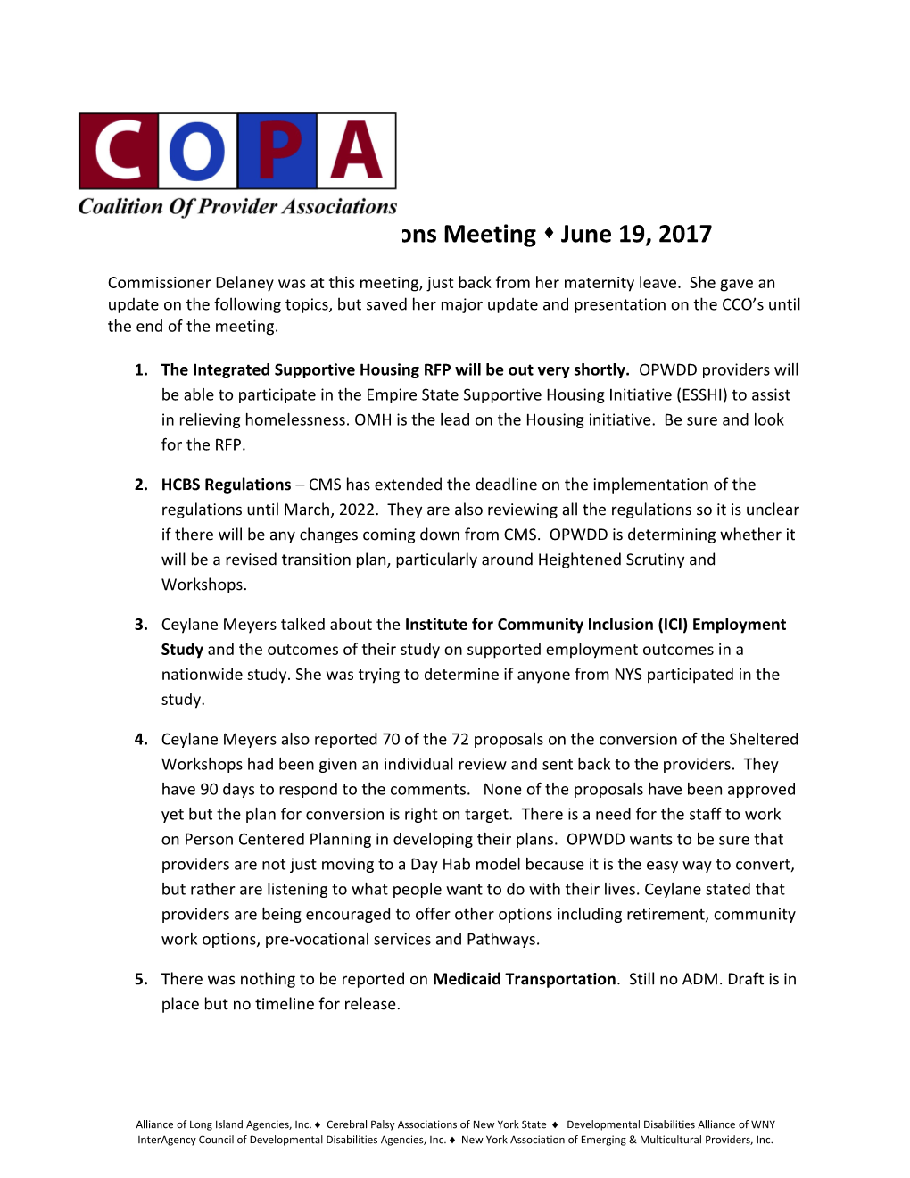 Provider Associations Meeting S June 19, 2017