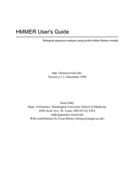 HMMER User's Guide