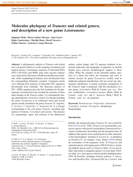 Molecular Phylogeny of Trametes and Related Genera, and Description of a New Genus Leiotrametes